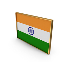 India Country Flag In Rectangle Golden Frame PNG & PSD Images