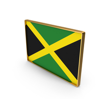 Jamaica Country Flag In Rectangle Golden Frame PNG & PSD Images