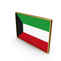 Kuwait Country Flag In Rectangle Golden Frame PNG & PSD Images