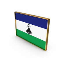 Lesotho Country Flag In Rectangle Golden Frame PNG & PSD Images
