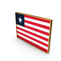 Liberia Country Flag In Rectangle Golden Frame PNG & PSD Images