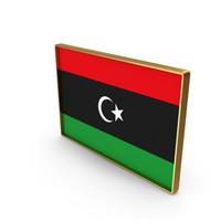 Libya Country Flag In Rectangle Golden Frame PNG & PSD Images