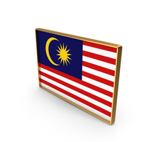 Malaysia Country Flag In Rectangle Golden Frame PNG & PSD Images