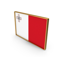 Malta Country Flag In Rectangle Golden Frame PNG & PSD Images