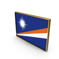 Marshall Islands Country Flag In Rectangle Golden Frame PNG & PSD Images