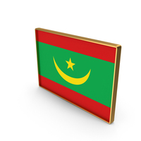 Mauritania Country Flag In Rectangle Golden Frame PNG & PSD Images