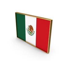 Mexico Country Flag In Rectangle Golden Frame PNG & PSD Images