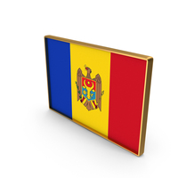 Moldova Country Flag In Rectangle Golden Frame PNG & PSD Images
