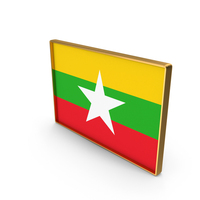 Myanmar Country Flag In Rectangle Golden Frame PNG & PSD Images
