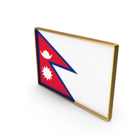 Nepal Country Flag In Rectangle Golden Frame PNG & PSD Images