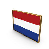 Netherlands Country Flag In Rectangle Golden Frame PNG & PSD Images