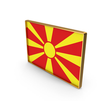 North Macedonia Country Flag In Rectangle Golden Frame PNG & PSD Images
