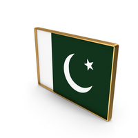 Pakistan Country Flag In Rectangle Golden Frame PNG & PSD Images