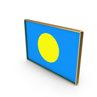 Palau Country Flag In Rectangle Golden Frame PNG & PSD Images