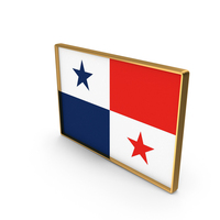 Panama Country Flag In Rectangle Golden Frame PNG & PSD Images