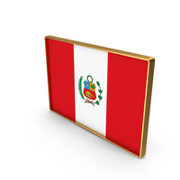 Peru Country Flag In Rectangle Golden Frame PNG & PSD Images