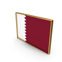 Qatar Country Flag In Rectangle Golden Frame PNG & PSD Images