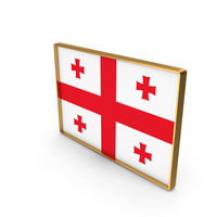 Republic of Georgia Country Flag In Rectangle Golden Frame PNG & PSD Images