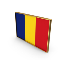 Romania Country Flag In Rectangle Golden Frame PNG & PSD Images