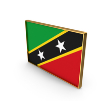 Saint Kitts and Nevis Country Flag In Rectangle Golden Frame PNG & PSD Images