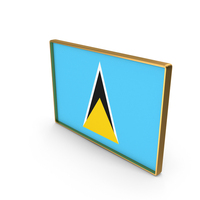 Saint Lucia Country Flag In Rectangle Golden Frame PNG & PSD Images