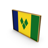 Saint Vincent And The Grenadines Country Flag In Rectangle Golden Frame PNG & PSD Images