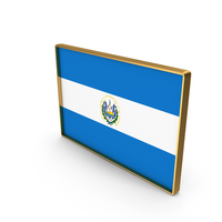 Salvador Country Flag In Rectangle Golden Frame PNG & PSD Images