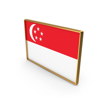Singapore Country Flag In Rectangle Golden Frame PNG & PSD Images