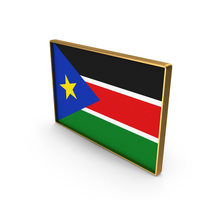 South Sudan Country Flag In Rectangle Golden Frame PNG & PSD Images