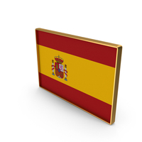 Spain Country Flag In Rectangle Golden Frame PNG & PSD Images
