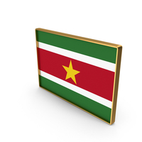 Suriname Country Flag In Rectangle Golden Frame PNG & PSD Images