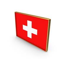 Switzerland Country Flag In Rectangle Golden Frame PNG & PSD Images