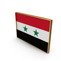 Syria Country Flag In Rectangle Golden Frame PNG & PSD Images