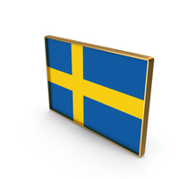Sweden Country Flag In Rectangle Golden Frame PNG & PSD Images