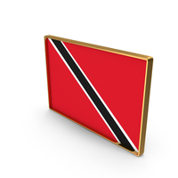 Trinidad and Tobago Country Flag In Rectangle Golden Frame PNG & PSD Images