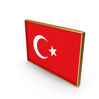 Turkey Country Flag In Rectangle Golden Frame PNG & PSD Images