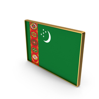 Turkmenistan Country Flag In Rectangle Golden Frame PNG & PSD Images