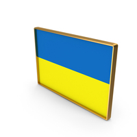 Ukraine Country Flag In Rectangle Golden Frame PNG & PSD Images
