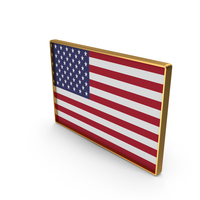 United States Country Flag In Rectangle Golden Frame PNG & PSD Images