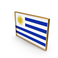Uruguay Country Flag In Rectangle Golden Frame PNG & PSD Images