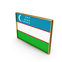 Uzbekistan Country Flag In Rectangle Golden Frame PNG & PSD Images