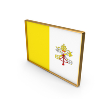 Vatican City Country Flag In Rectangle Golden Frame PNG & PSD Images