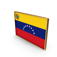 Venezuela Country Flag In Rectangle Golden Frame PNG & PSD Images
