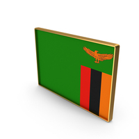 Zambia Country Flag In Rectangle Golden Frame PNG & PSD Images