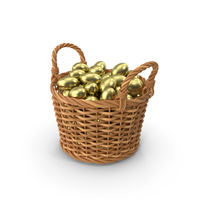 Golden Eggs In Basket PNG & PSD Images
