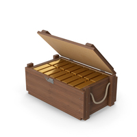 Wood Crate And Gold Bars PNG & PSD Images