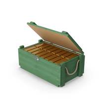 Green Crate And Gold Bars PNG & PSD Images