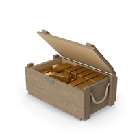 Wooden Crate And Gold Bars PNG & PSD Images