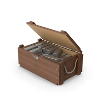Wooden Crate And Silver Bars PNG & PSD Images