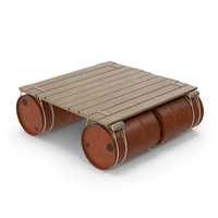 Raft With Rusty Barrels PNG & PSD Images